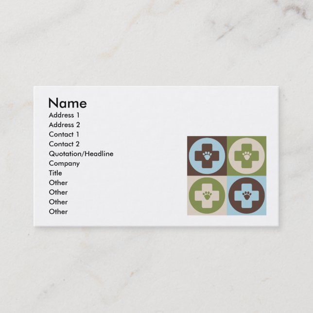 Pop Art Veterinary Medicine Business Card (Front)
