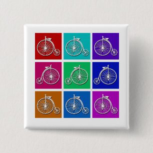 Pop Art Vintage Bicycle Tshirts and Gifts 2 Inch Square Button