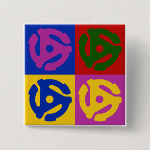 Pop Art Vinyl Record 45 RPM Insert 2 Inch Square Button