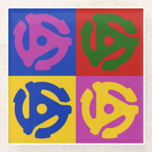 Pop Art Vinyl Record 45 RPM Insert Glass Coaster