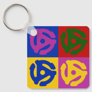 Pop Art Vinyl Record 45 RPM Insert Keychain