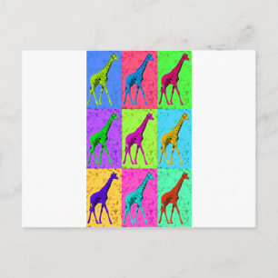 Pop Art Walking Giraffe Panels Postcard