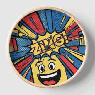 Pop Art Wall Clock – Bold Red, Yellow & Blue Desig