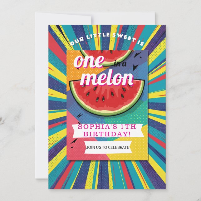 Pop Art Watermelon Party Invitation (Front)