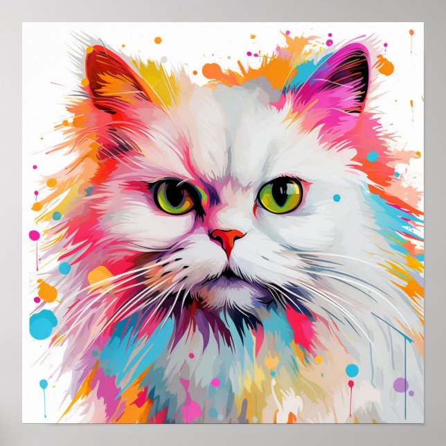 Pop Art White Persian Poster (Front)