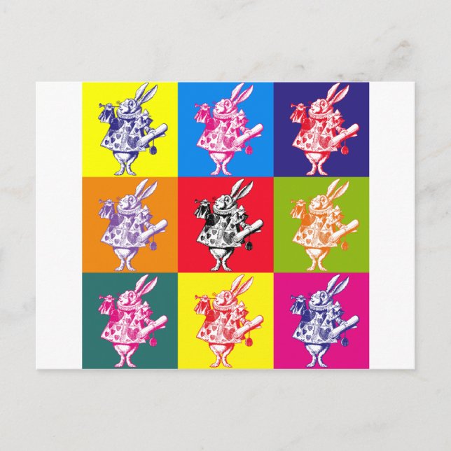 Pop Art White Rabbit Postcard (Front)