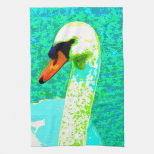 Pop Art White Swan Head Kitchen Towel