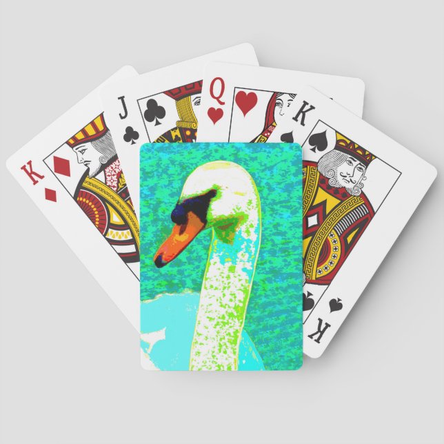 Pop Art White Swan Head  Playing Cards (Back)