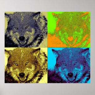 Pop Art Wild Wolf in Snow Art Poster Imprimer