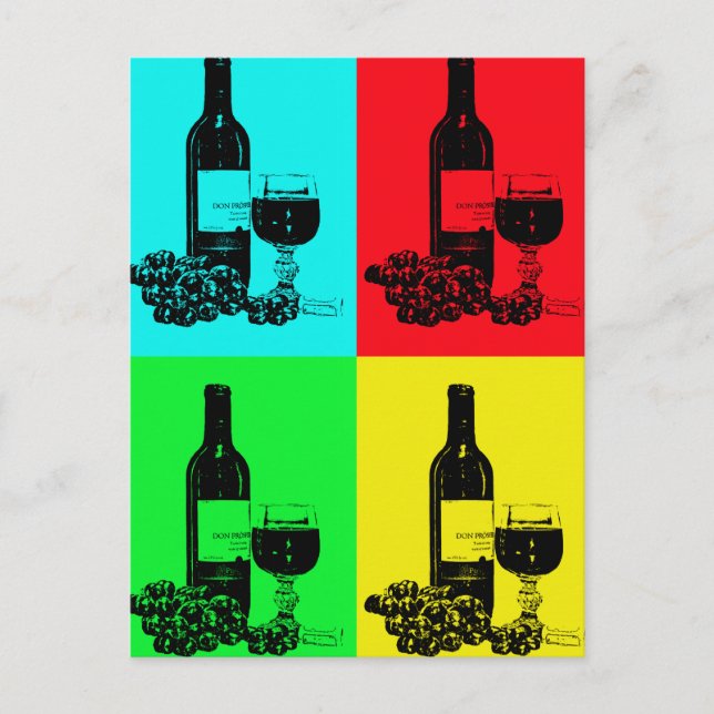 Pop-art Wine and Grapes Art Gifts Postcard (Front)