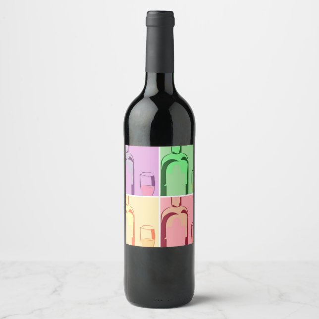Pop Art Wine Bottles Label (Front)
