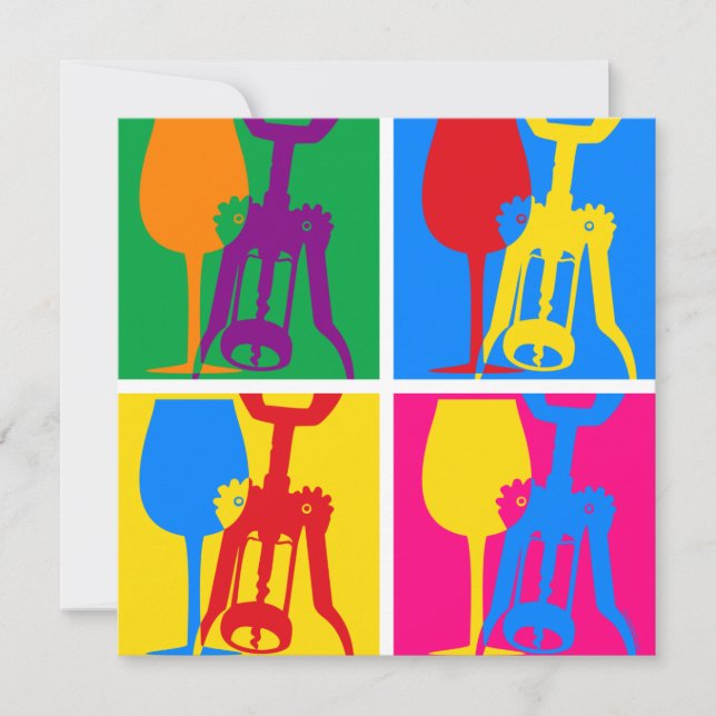 Pop Art Wine Invitation (Front)