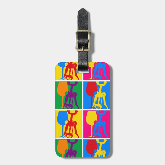 Pop Art Wine Luggage Tag (Front Vertical)