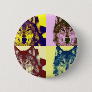 Pop Art Wolf 2 Inch Round Button
