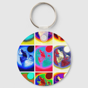 Pop Art Wolf Keychain