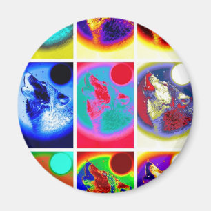 Pop Art Wolf Magnet