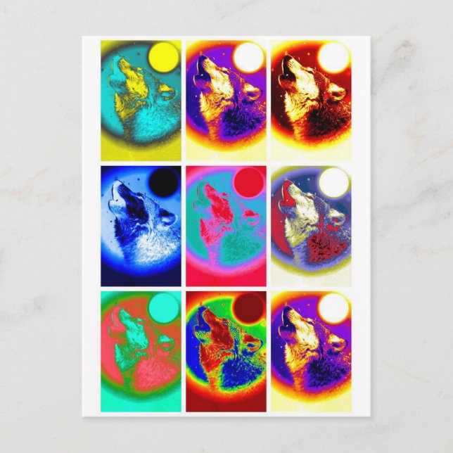 Pop Art Wolf Postcard (Front)