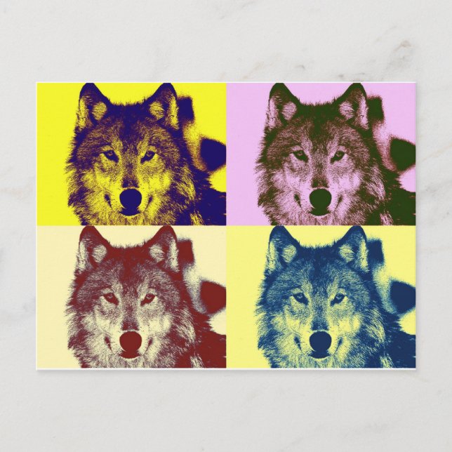 Pop Art Wolf Postcard (Front)