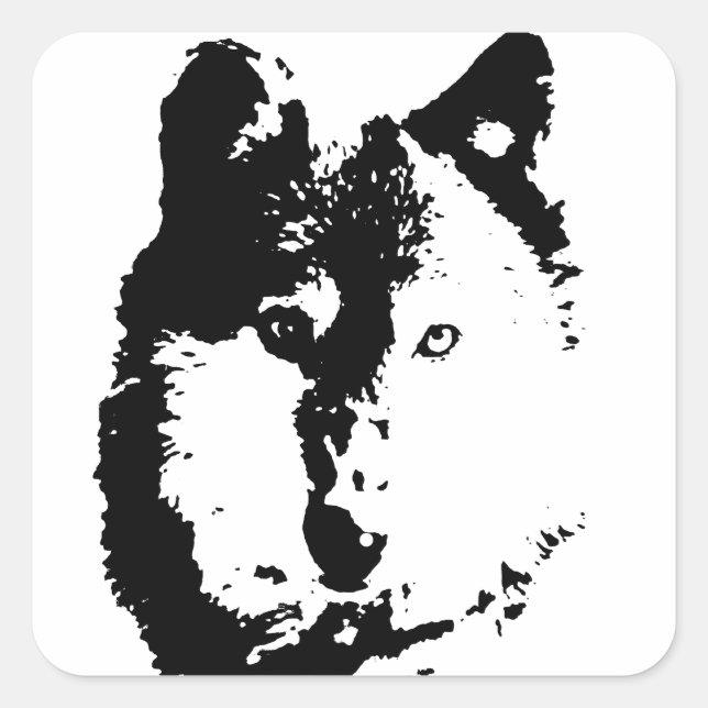Pop Art Wolf Square Sticker (Front)