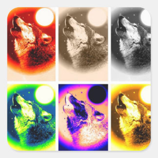 Pop Art Wolf Square Sticker