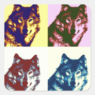 Pop Art Wolf Square Sticker