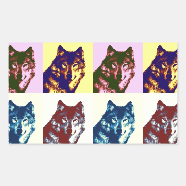 Pop Art Wolf Sticker (Front)