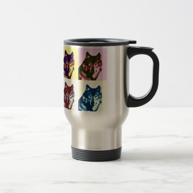 Pop Art Wolf Travel Mug (Right)