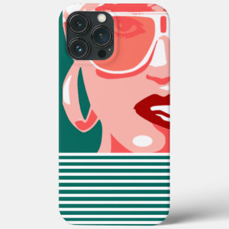 Pop Art Woman White Sunglasses Biting Red Lips iPhone 13 Pro Max Case