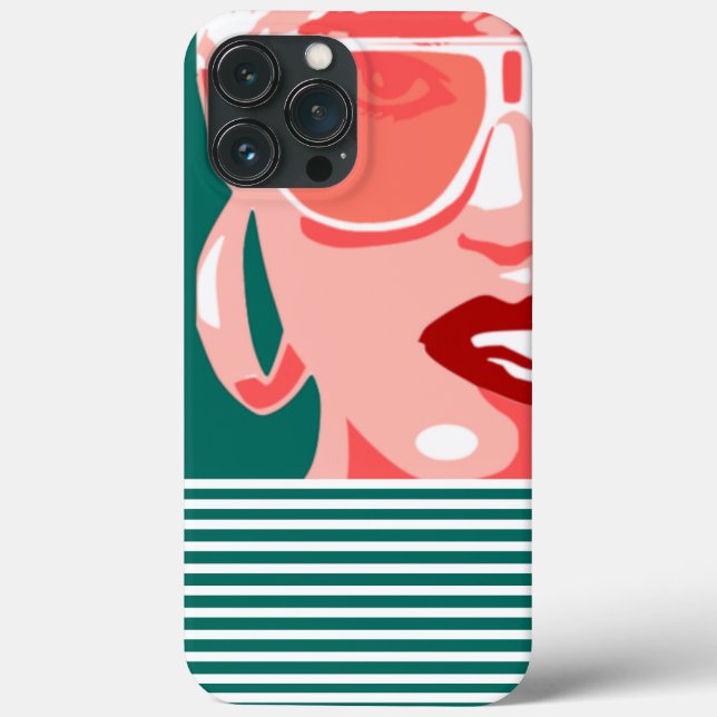 Pop Art Woman White Sunglasses Biting Red Lips Case-Mate iPhone Case (Back)