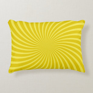 Pop art yellow background, retro comic rays illus accent pillow