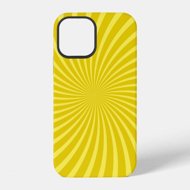 Pop art yellow background,  retro comic rays illus iPhone case (Back)