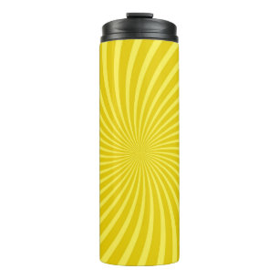 Pop art yellow background,  retro comic rays illus thermal tumbler