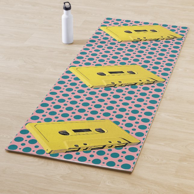 Pop Art Yellow Cassette Tape Yoga Mat (In Situ)