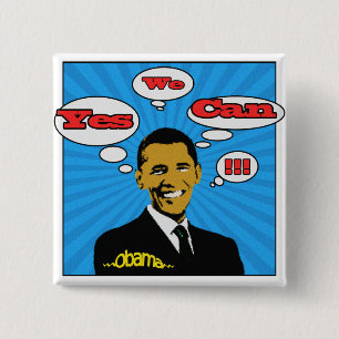 Pop Art Yes We Can Obama Button