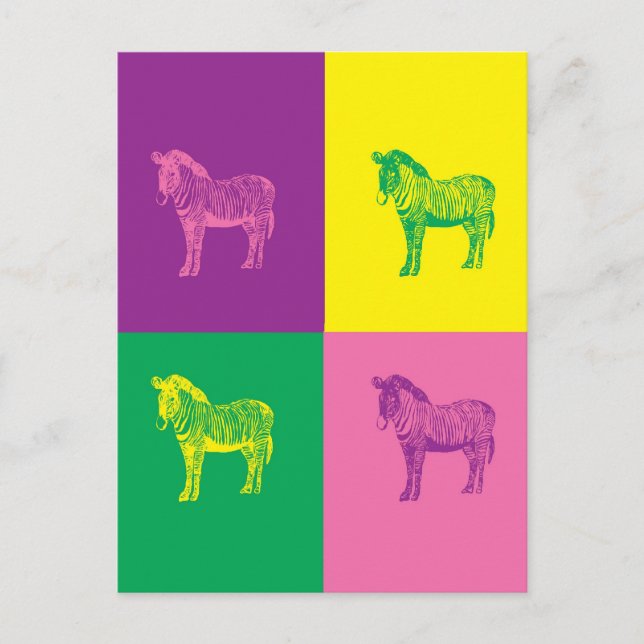 Pop Art Zebra Postcard (Front)