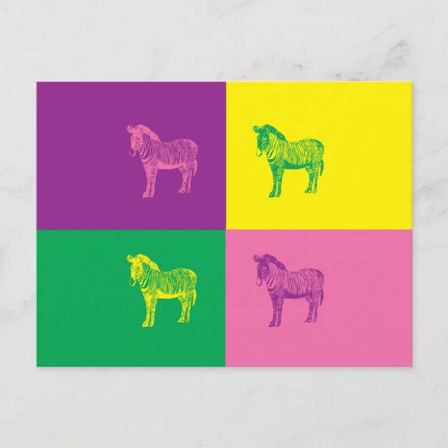 Pop Art Zebra Postcard (Front)