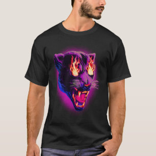 Pop Black Panther on Fire Leopard Jaguar Animal T-Shirt