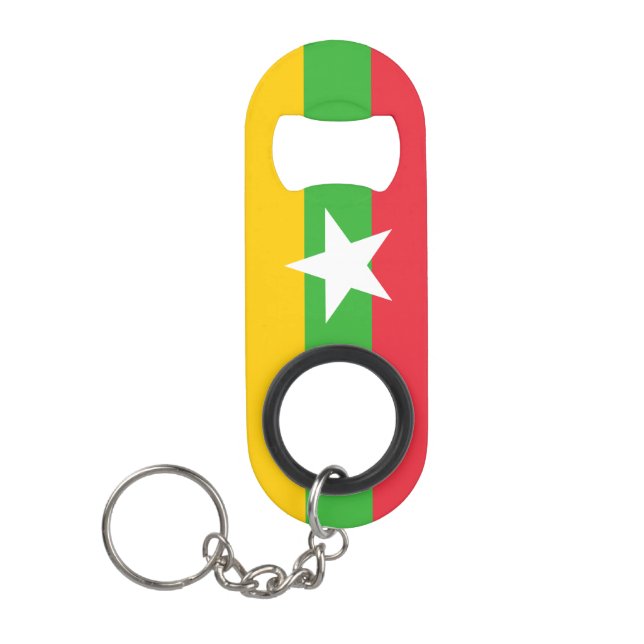 "Pop Bottles with Myanmar Pride" Patriotic Keychain Bottle Opener (Front)