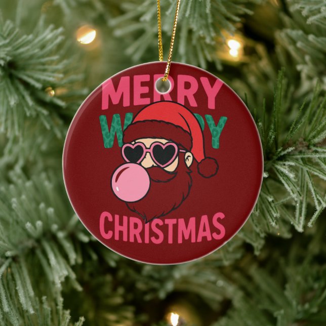 Pop Bubble Retro Christmas Ceramic Ornament (Tree)