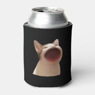 Pop Cat Meme Double Sided Black Can Cooler