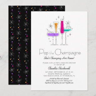 Pop Champagne Retro Bridal Shower Invitation