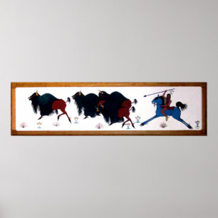 Pop Charlee Buffalo Hunting Mural Poster