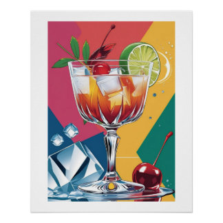Pop & Cherry - Retro-style cocktail Poster