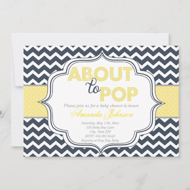 Pop Chic Chevron Invitation Baby shower (Devant)