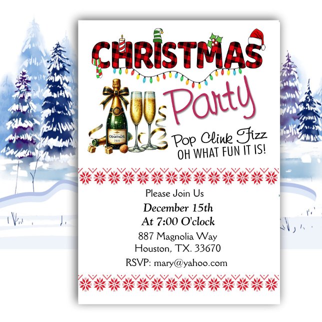 Pop Clink Fiz Christmas Party Invitation (Creator Uploaded)