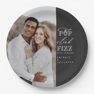 Pop clink fizz engagement party paper plates