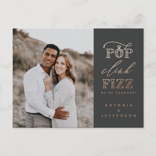 Pop clink fizz invitation de la partie d'engagemen (Devant)