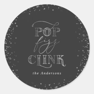 Pop clink fizz party stickers