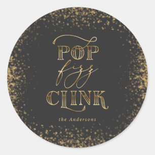 Pop clink fizz party stickers