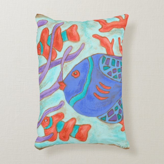 Pop-Coloured Fish Accent Pillow (Front(Vertical))